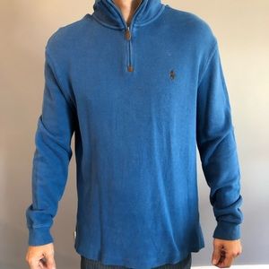 Men’s Medium Blue Polo Crew Neck Half ZIP Sweater